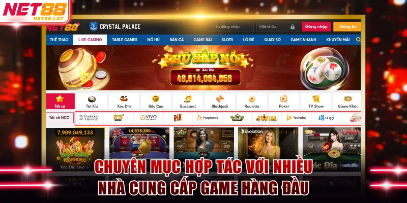 Chuyên mục hợp tác với nhiều nhà cung cấp game hàng đầu 